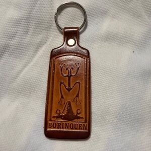 Brown Borinquen Leather Keychain